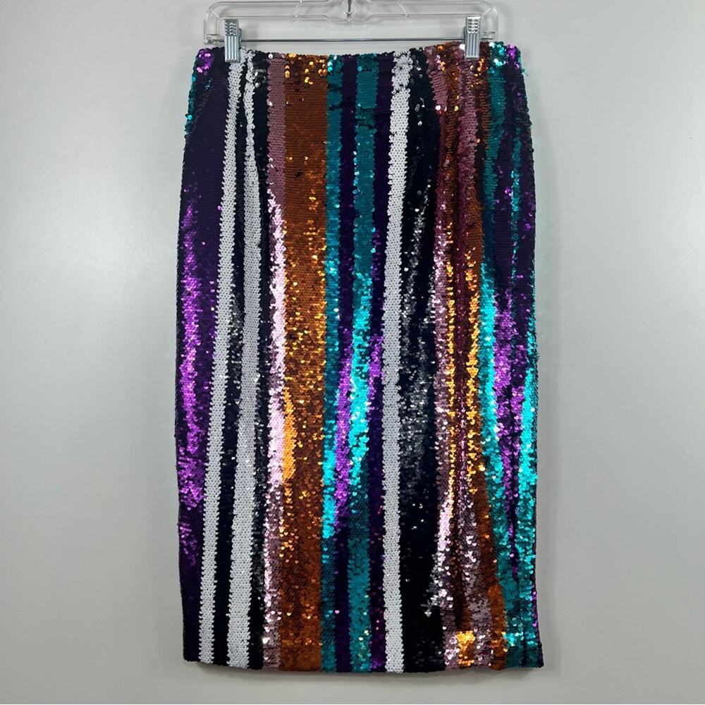 Gracia Vibrant Sequin Striped Pencil Skirt - Picture 11 of 12
